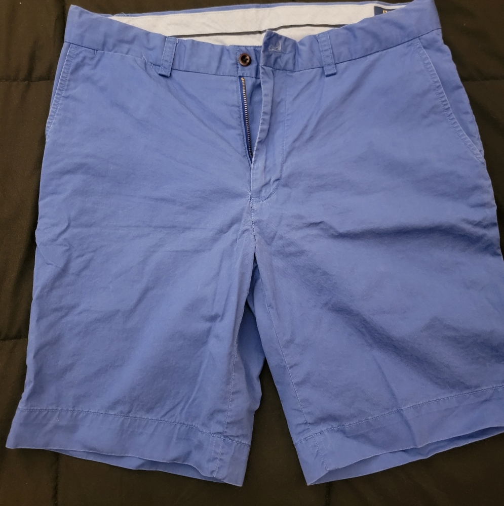 Ralph Lauren Men's Light Blue Flat Front Cotton Shorts